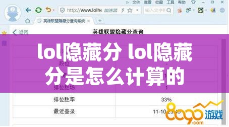 lol隐藏分 lol隐藏分是怎么计算的