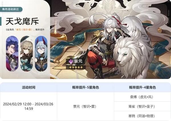 星穹铁道角色活动跃迁：「焰锦游鱼」、「天戈麾斥」